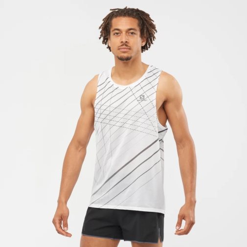 Tank Top Salomon Sense Aero Singlet Hombre Blancos Negros | MX WIVS792